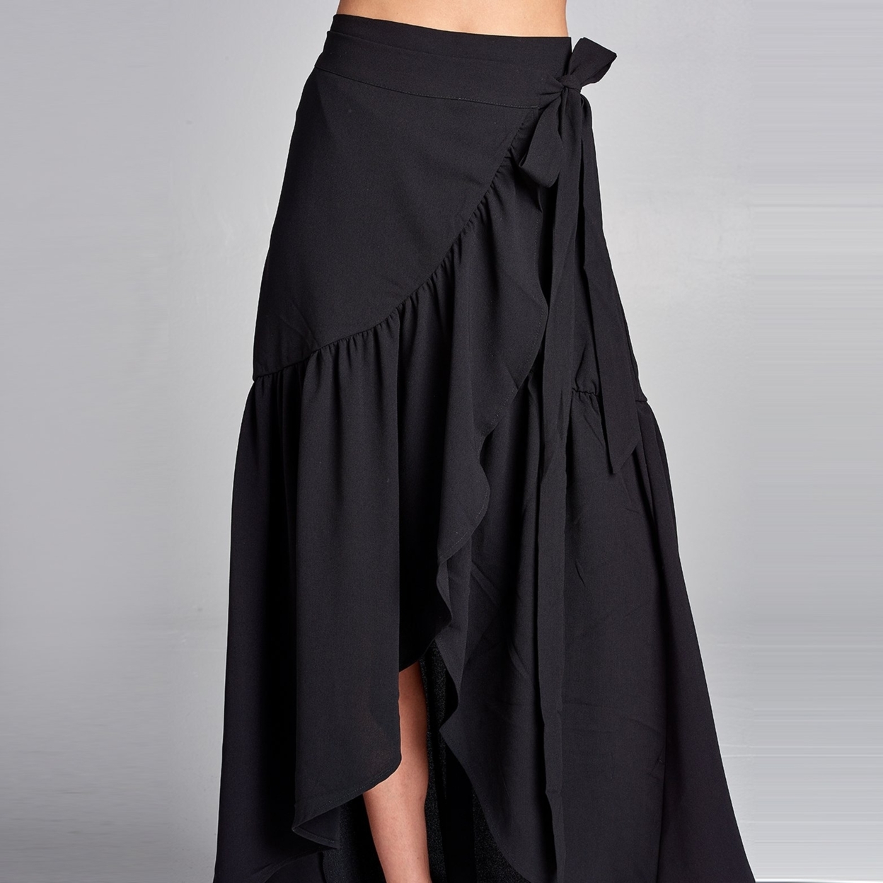 Frilled Wrap Skirt - Black, Large (12-14)
