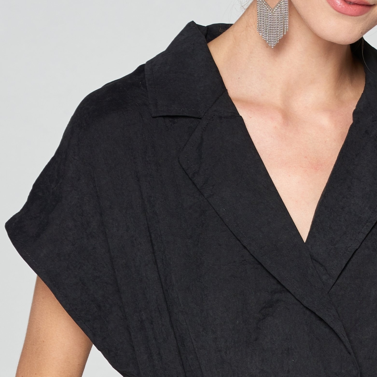 Kimono Cap Sleeve Jumpsuit - Black, Medium (8-10)