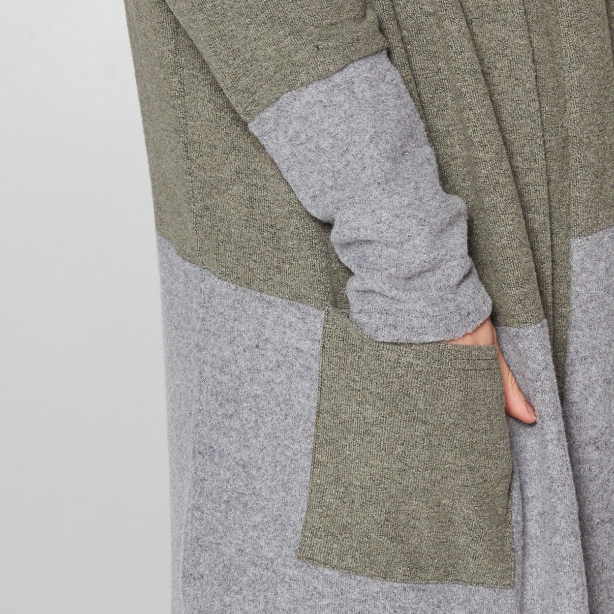 Olive & Gray Long Cardigan - Olive, Small (2-6)