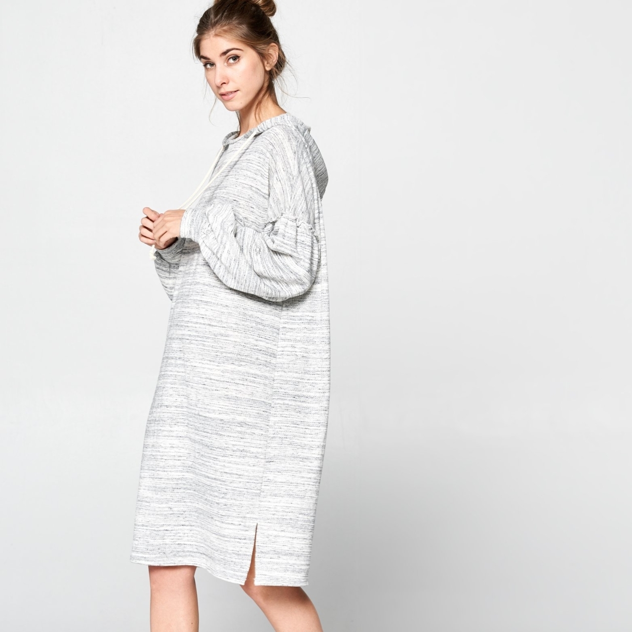 Oversized Marled Sweatshirt Dress - Marled Grey, Small (2-6)