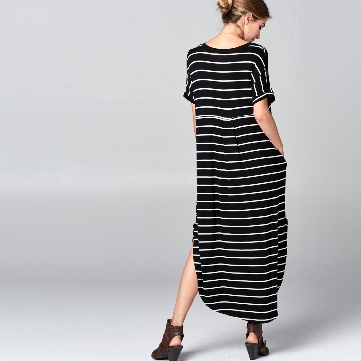 RL Black White Striped Maxi Dress - Black/white, Small (2-8)