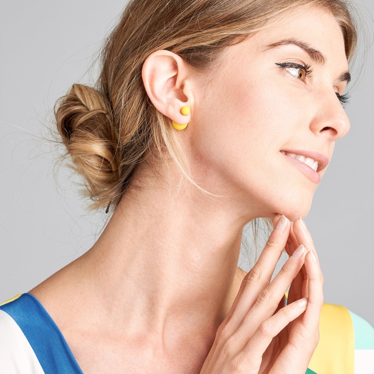 Satin Double-Sided Earrings - Yellow