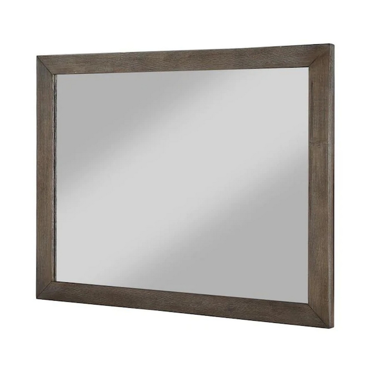 Mid Century Style Wooden Frame Mirror With Rough Hewn Saw Details, Brown- Saltoro Sherpi