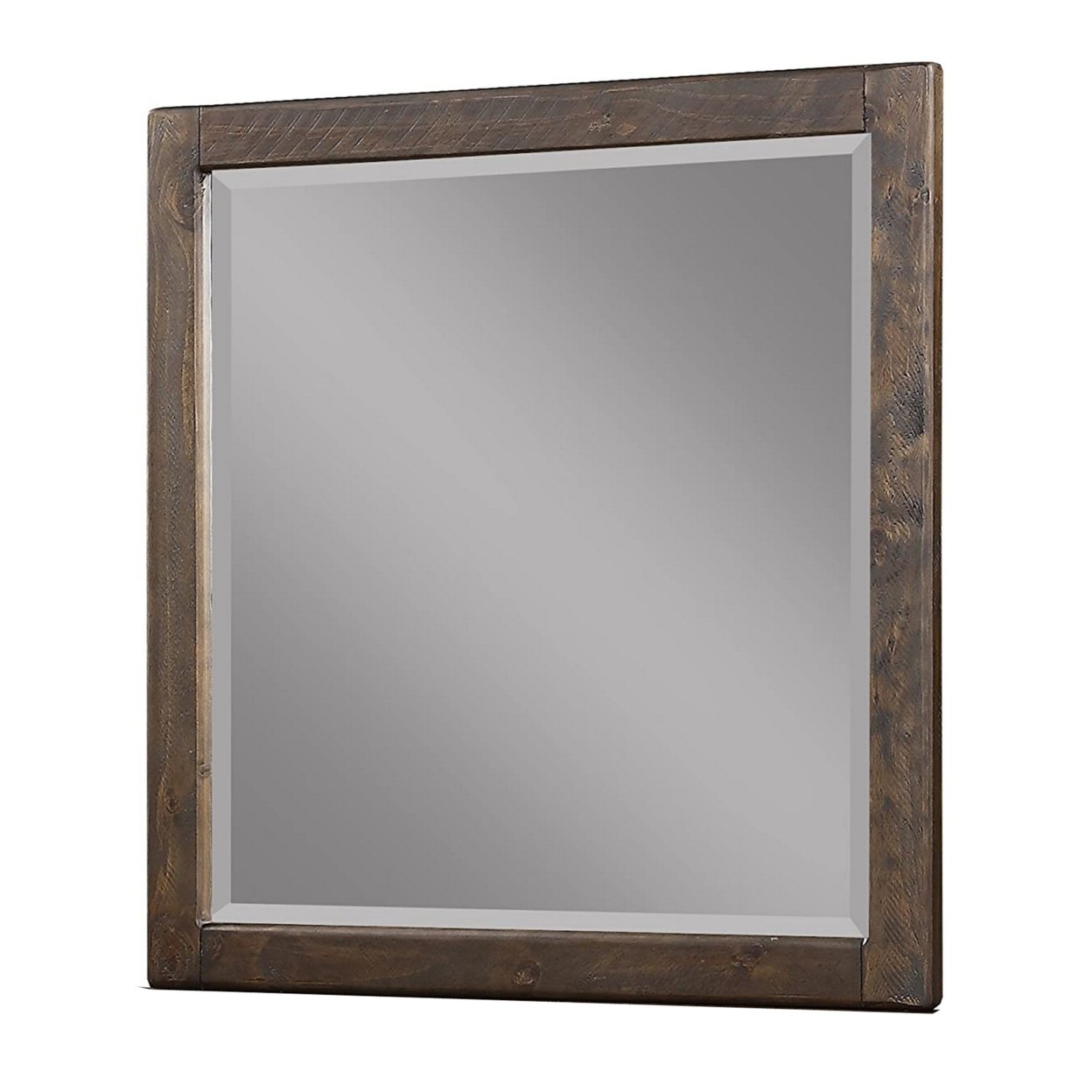 Rough Sawn Texture Wooden Frame Rectangular Dresser Mirror, Espresso Brown- Saltoro Sherpi