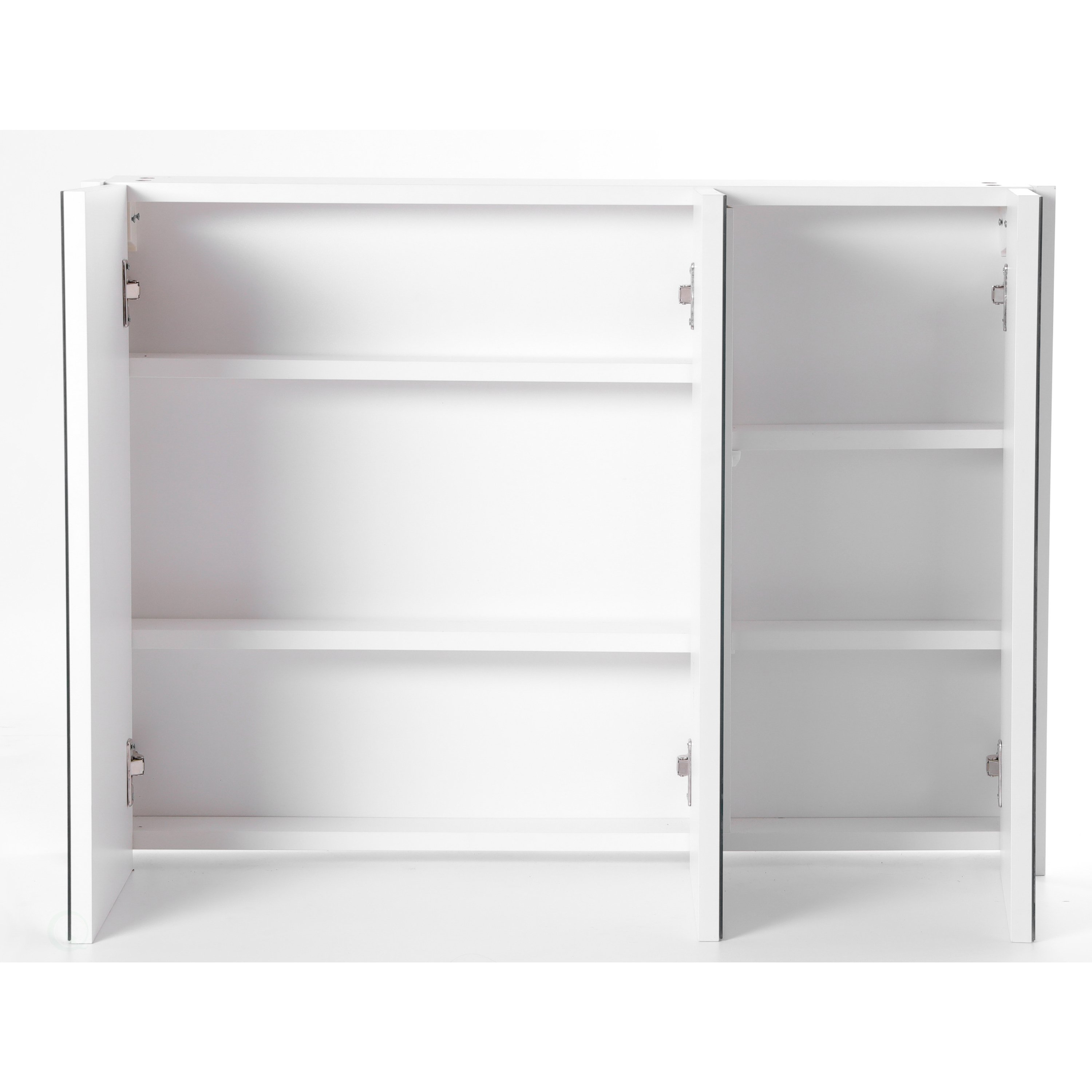 3 Shelves White Wall Mounted Bathroom Powder Room Mirrored Door Vanity Cabinet Medicine Chest