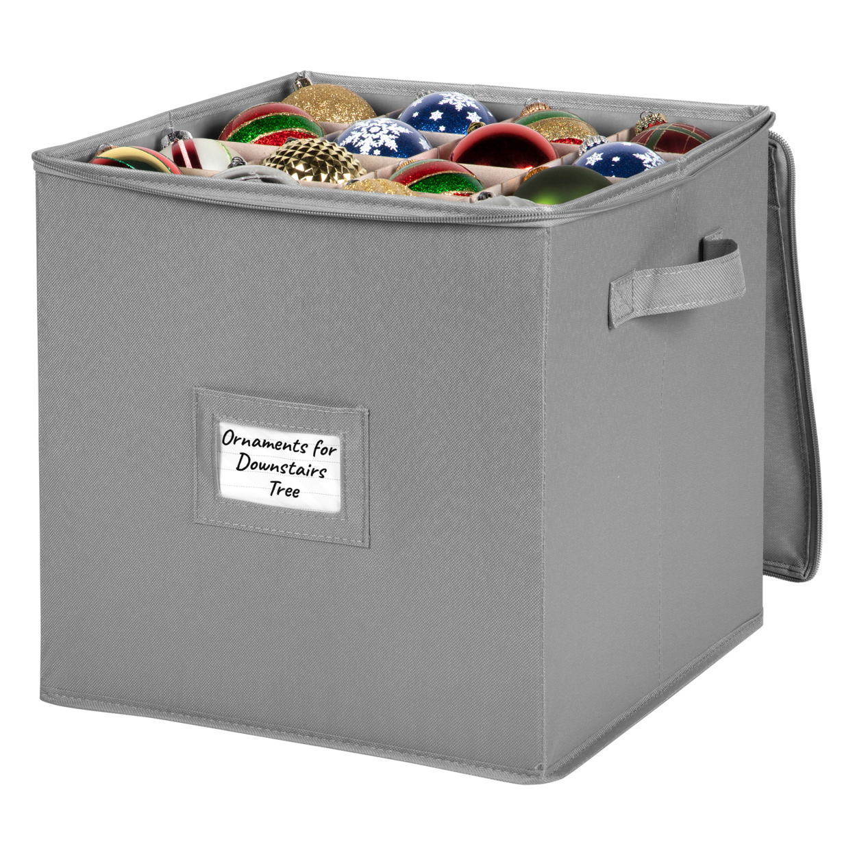 Christmas Ornament Storage Container – Heavy Duty Non-Woven Canvas - For Adults And Kids - Color: Grey