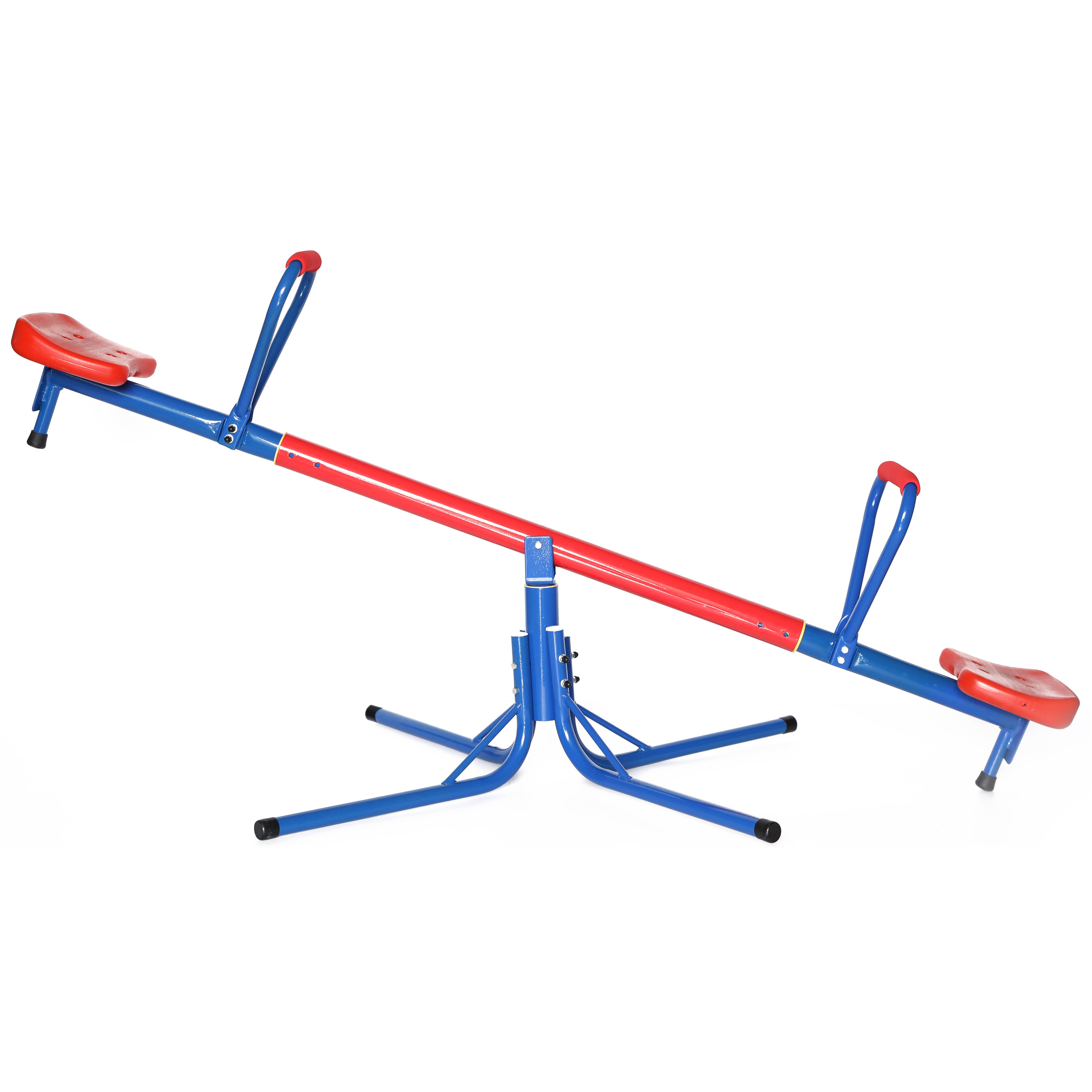 Outdoor Red And Blue Metal Rotating Seesaw
