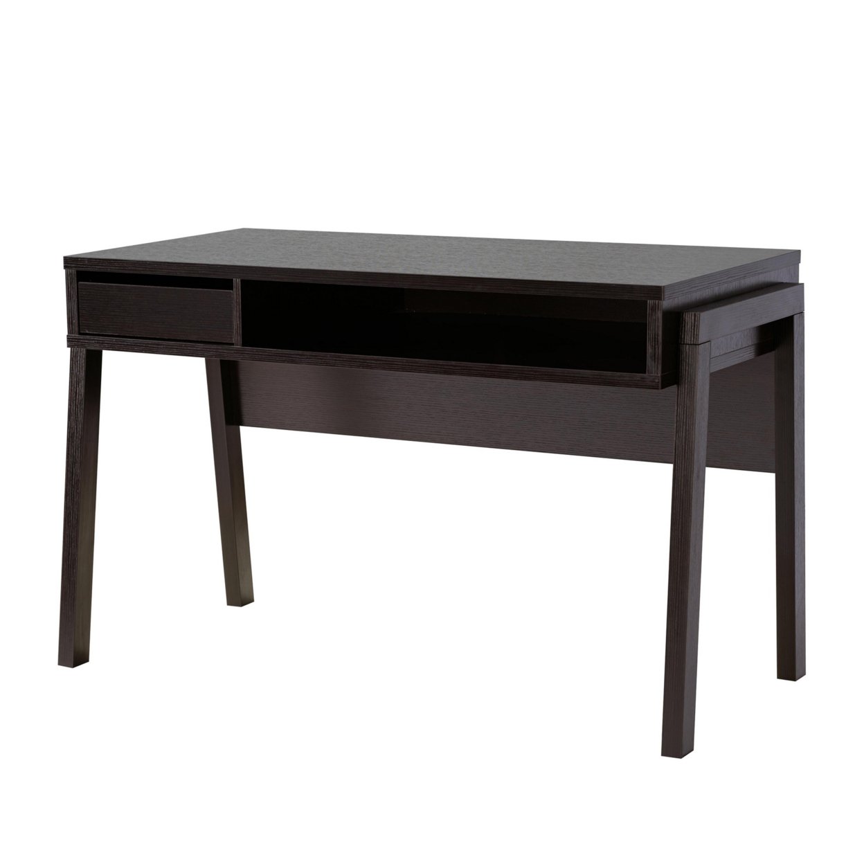 30 Inch 1 Drawer Wooden Office Desk, Dark Brown- Saltoro Sherpi