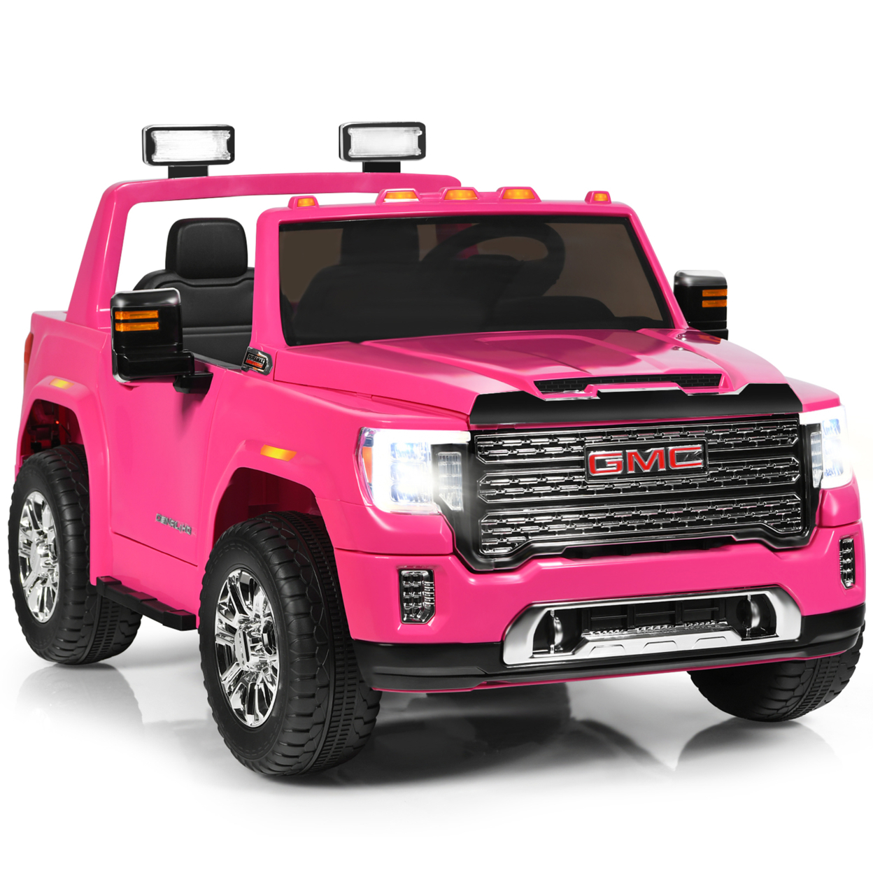12V Licensed GMC Kids Ride On Car 2-Seater Truck W/ Remote Control - Pink