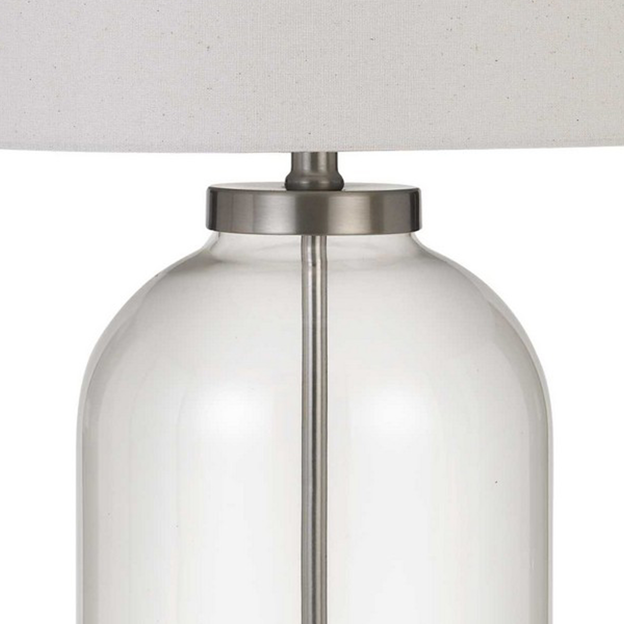 150 Watt Metal And Glass Base Table Lamp, Silver And Clear- Saltoro Sherpi