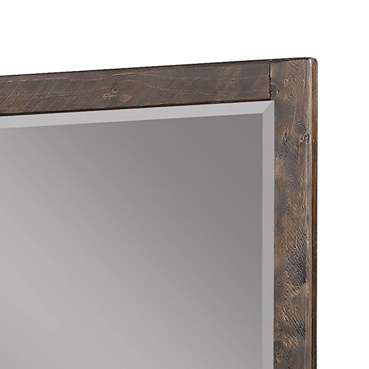 Rough Sawn Texture Wooden Frame Rectangular Dresser Mirror, Espresso Brown- Saltoro Sherpi