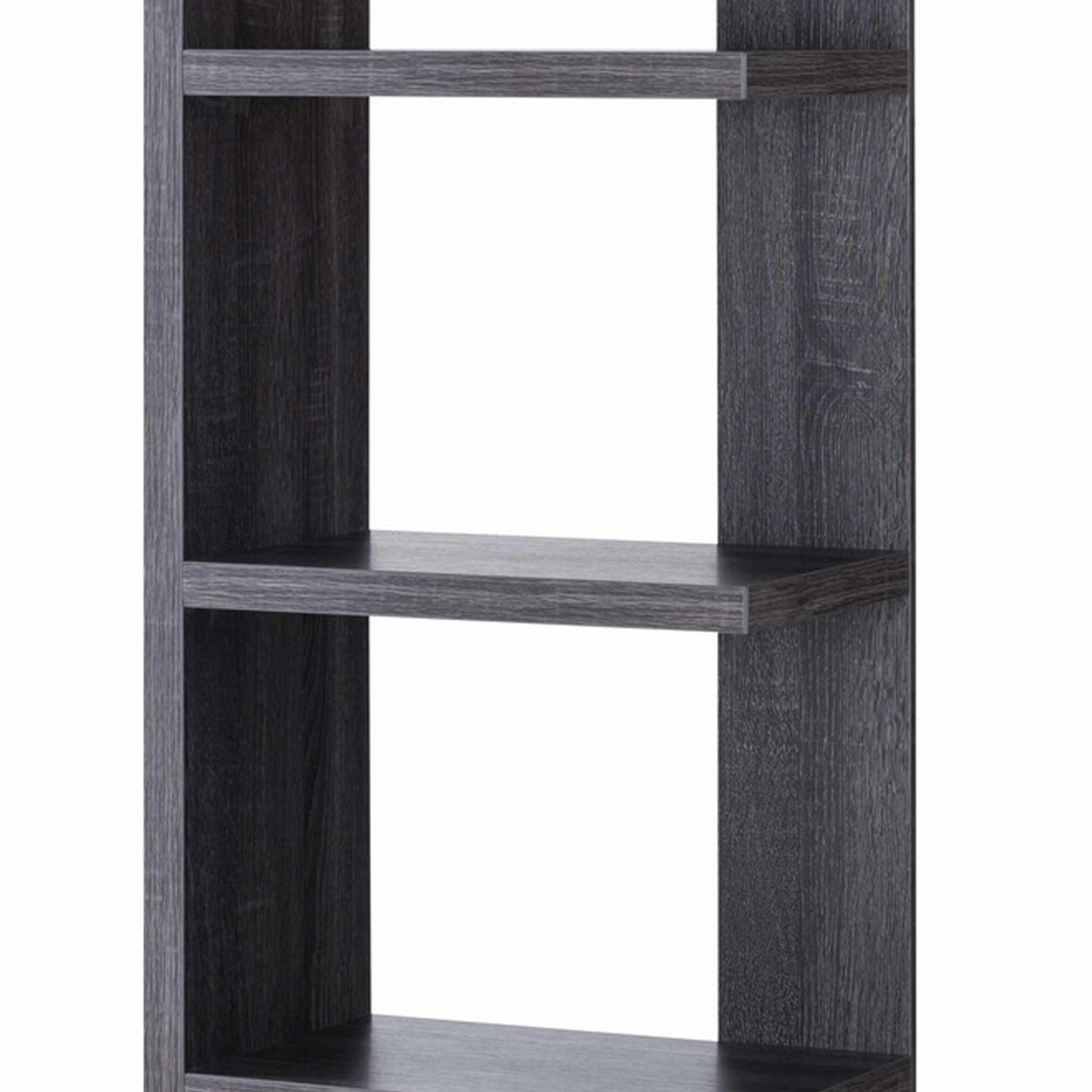 71 Inch Wooden Open Back Display Cabinet With 5 Shelves, Gray - Saltoro Sherpi