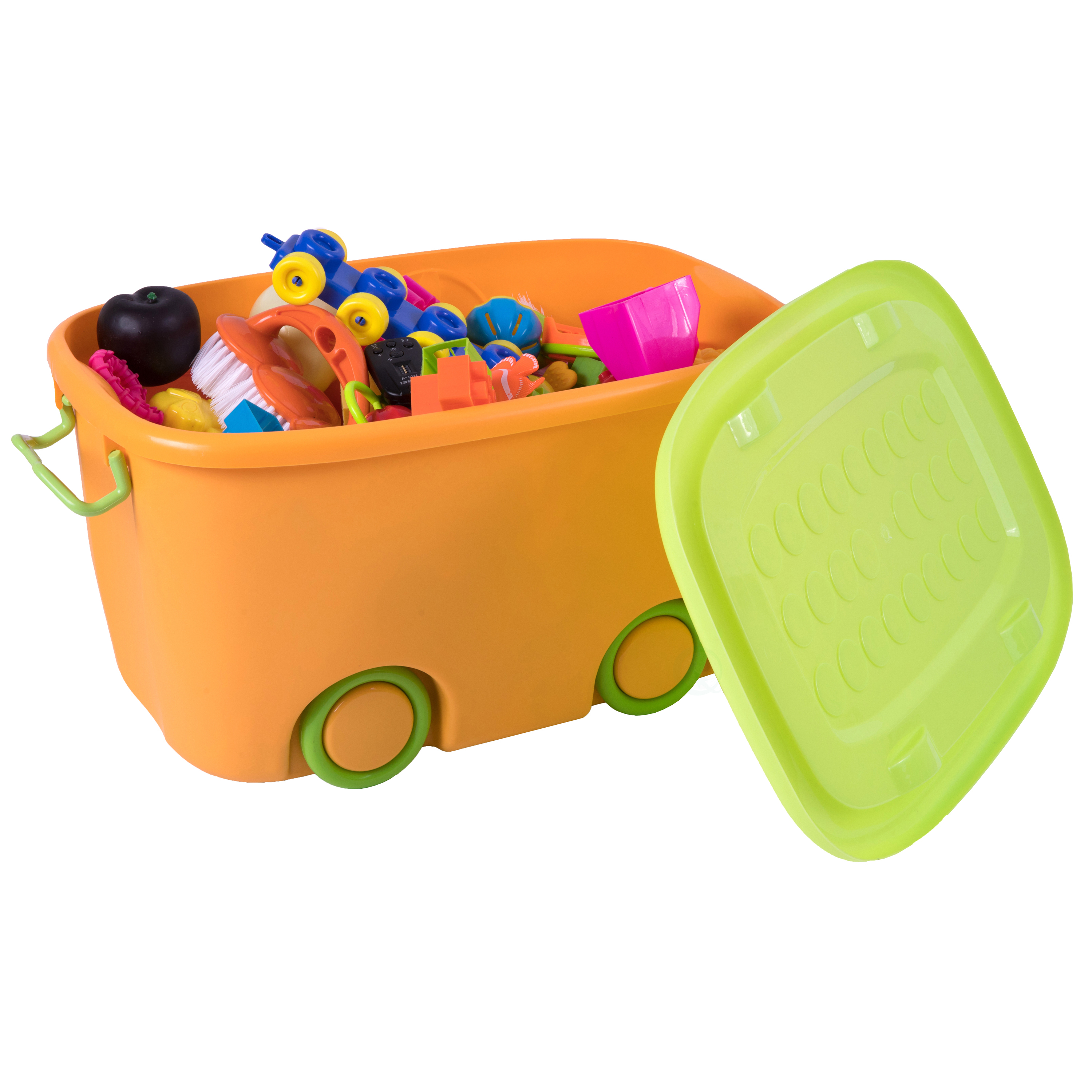 Stackable Toy Storage Box With Wheels - Large Orange