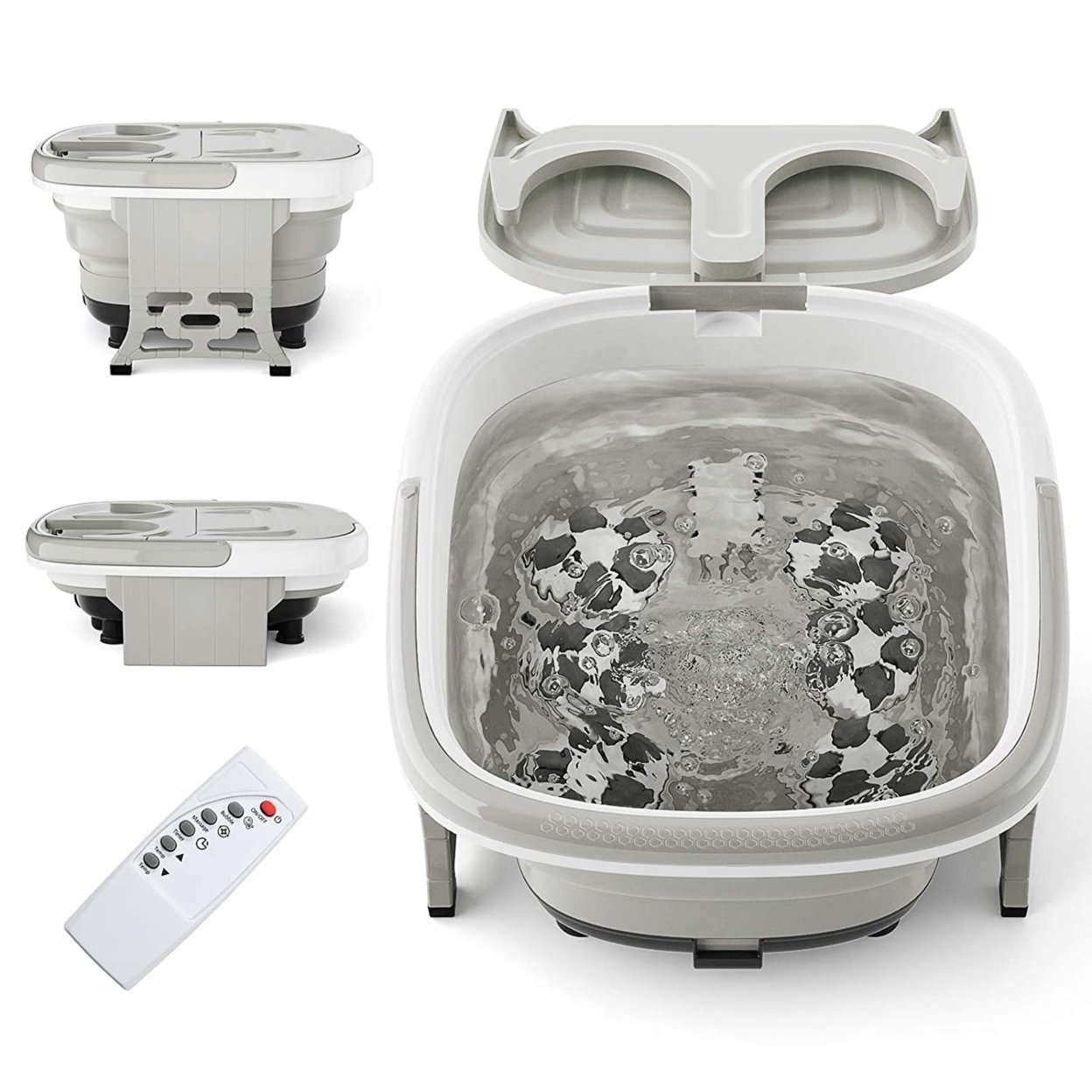 Portable Folding Foot Bath Spa Massager W/ Remote Control Timer Gray