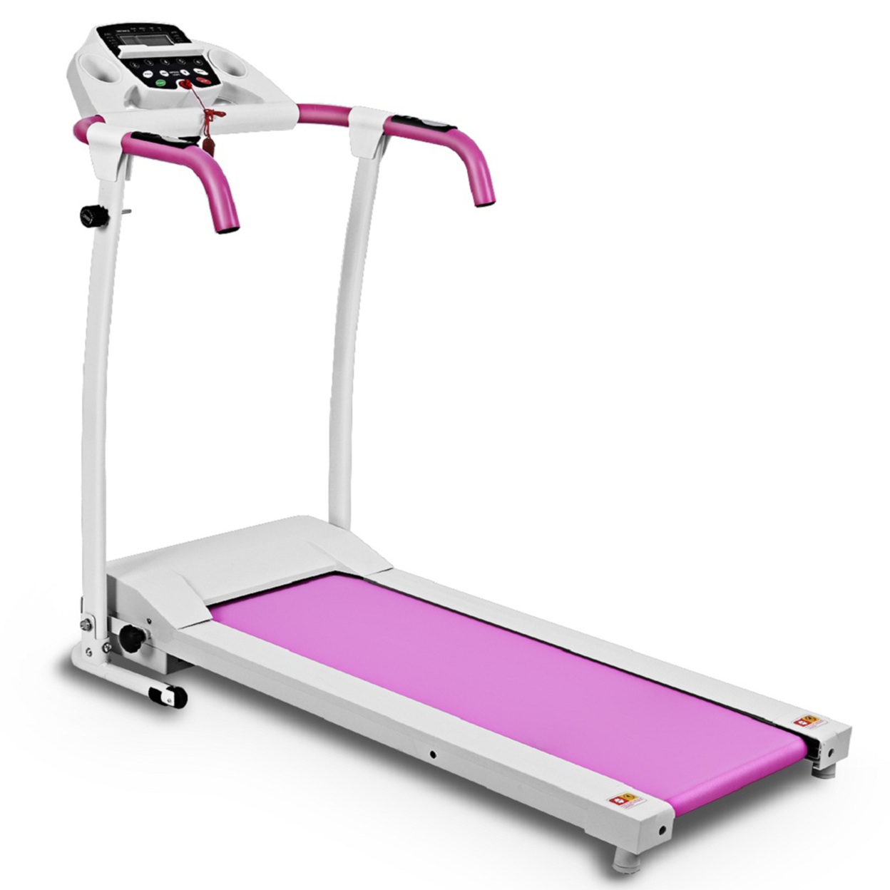 Gymax Folding Electric Treadmill Running Fitness Machine 800W Black/Pink - Pink
