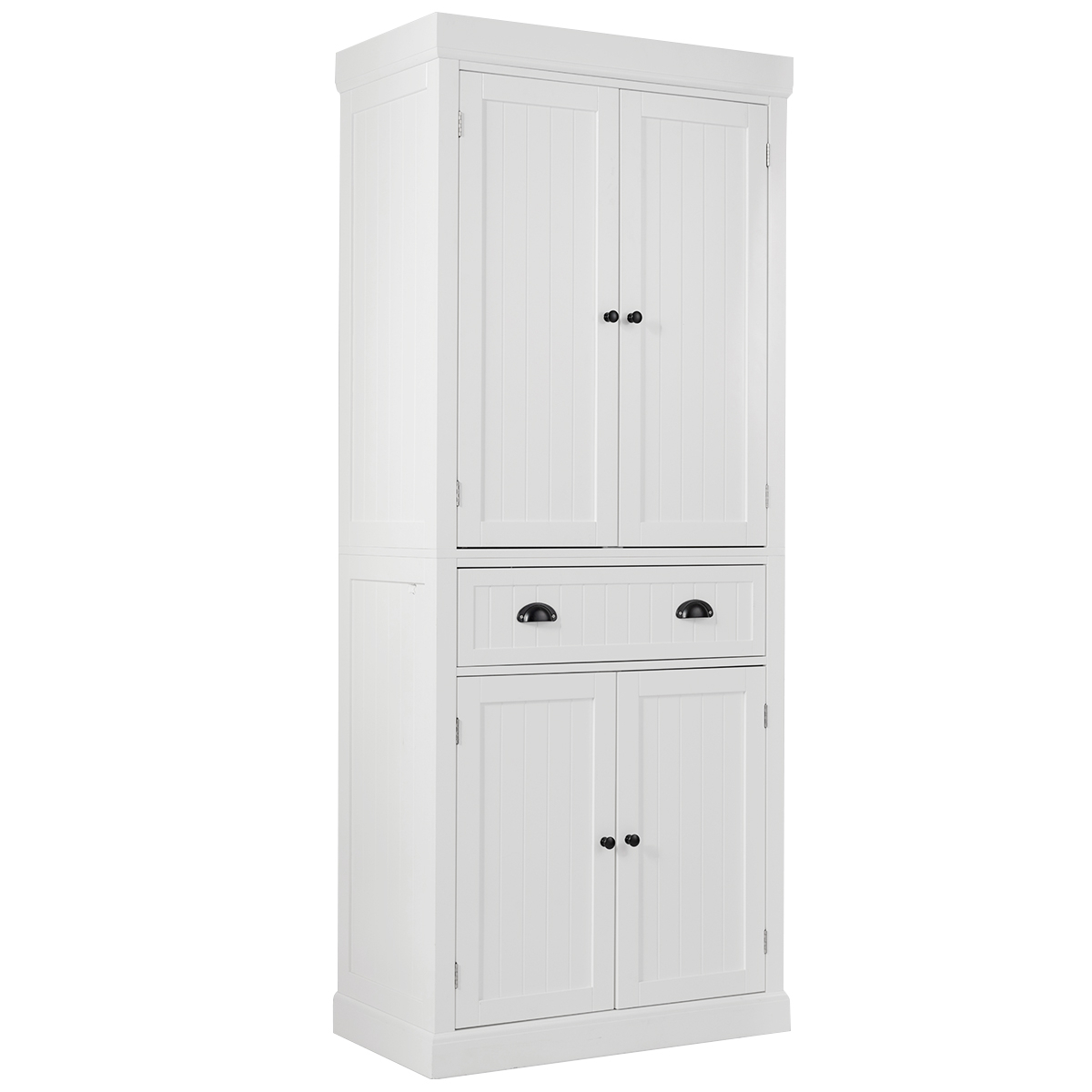 Kitchen Cabinet Pantry Cupboard Freestanding W/Adjustable Shelves White