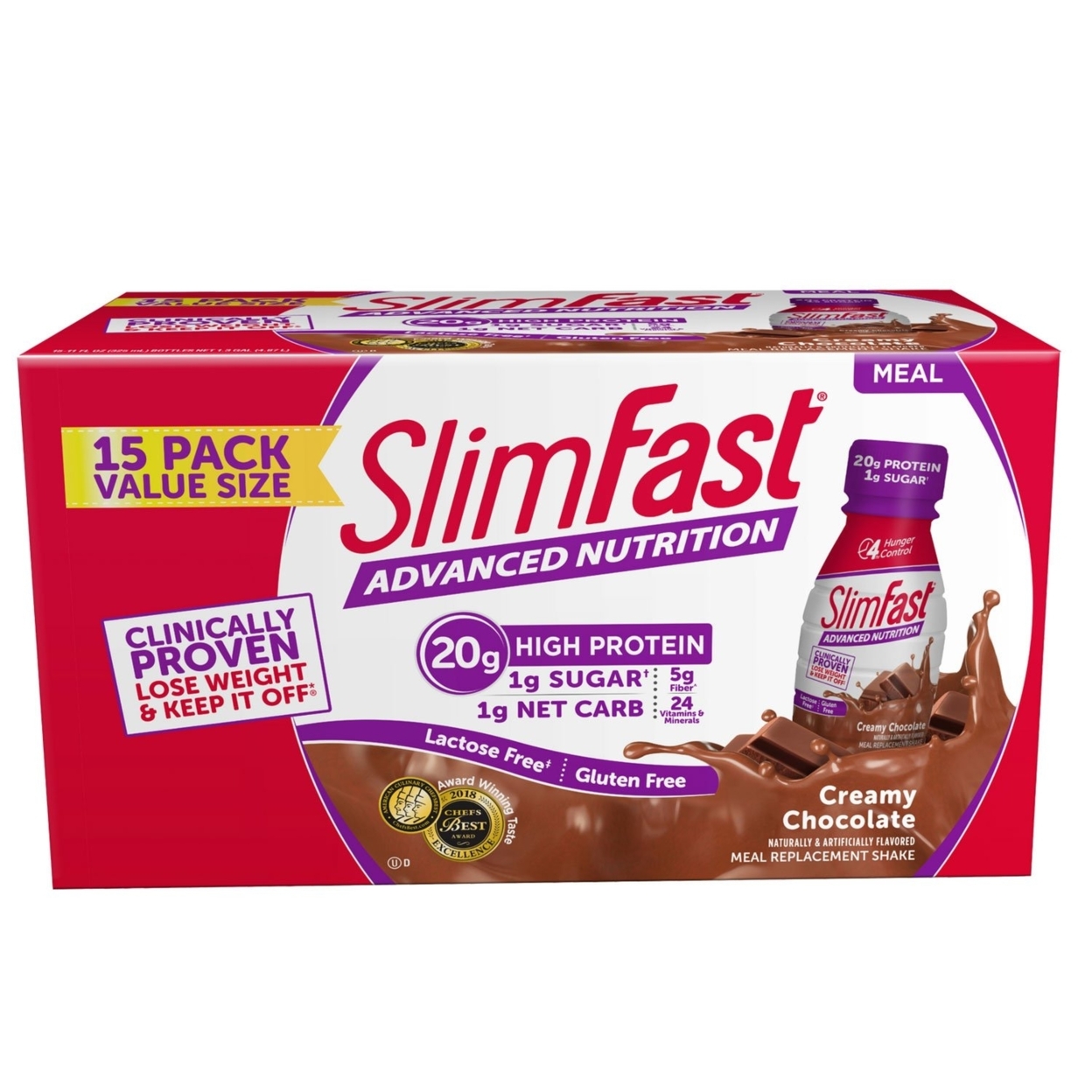 SlimFast Advanced Creamy Chocolate Ready To Drink Shakes (15 Pack)