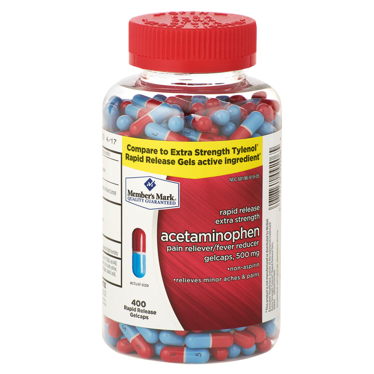 Member's Mark Rapid Release Extra Strength Acetaminophen Pain Reliever, 400 Caps