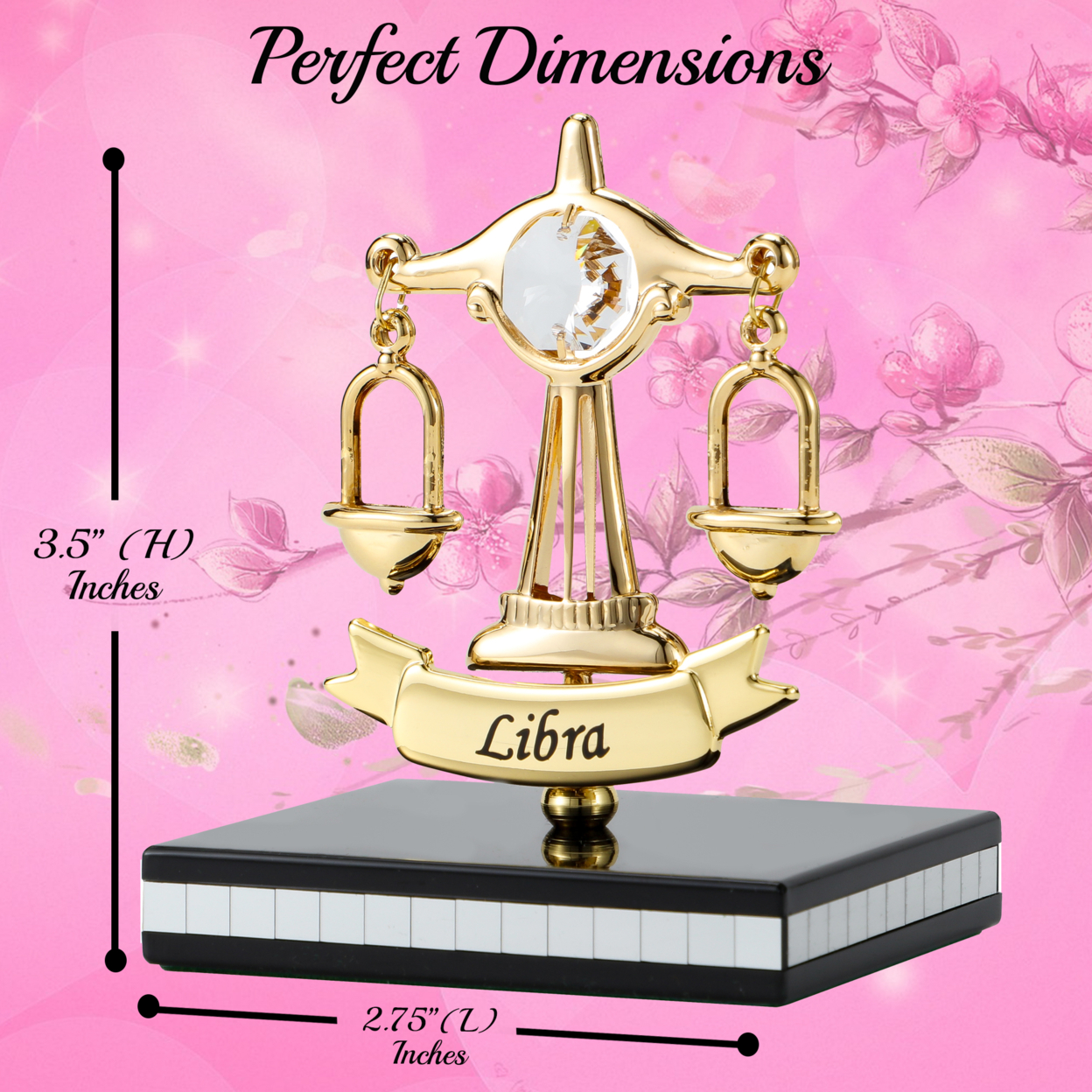 Matashi 24K Gold Plated Zodiac Astrological Sign Libra Figurine Statuette On Stand Studded With Crystals Gift For Mom Girlfriend Wife Dad