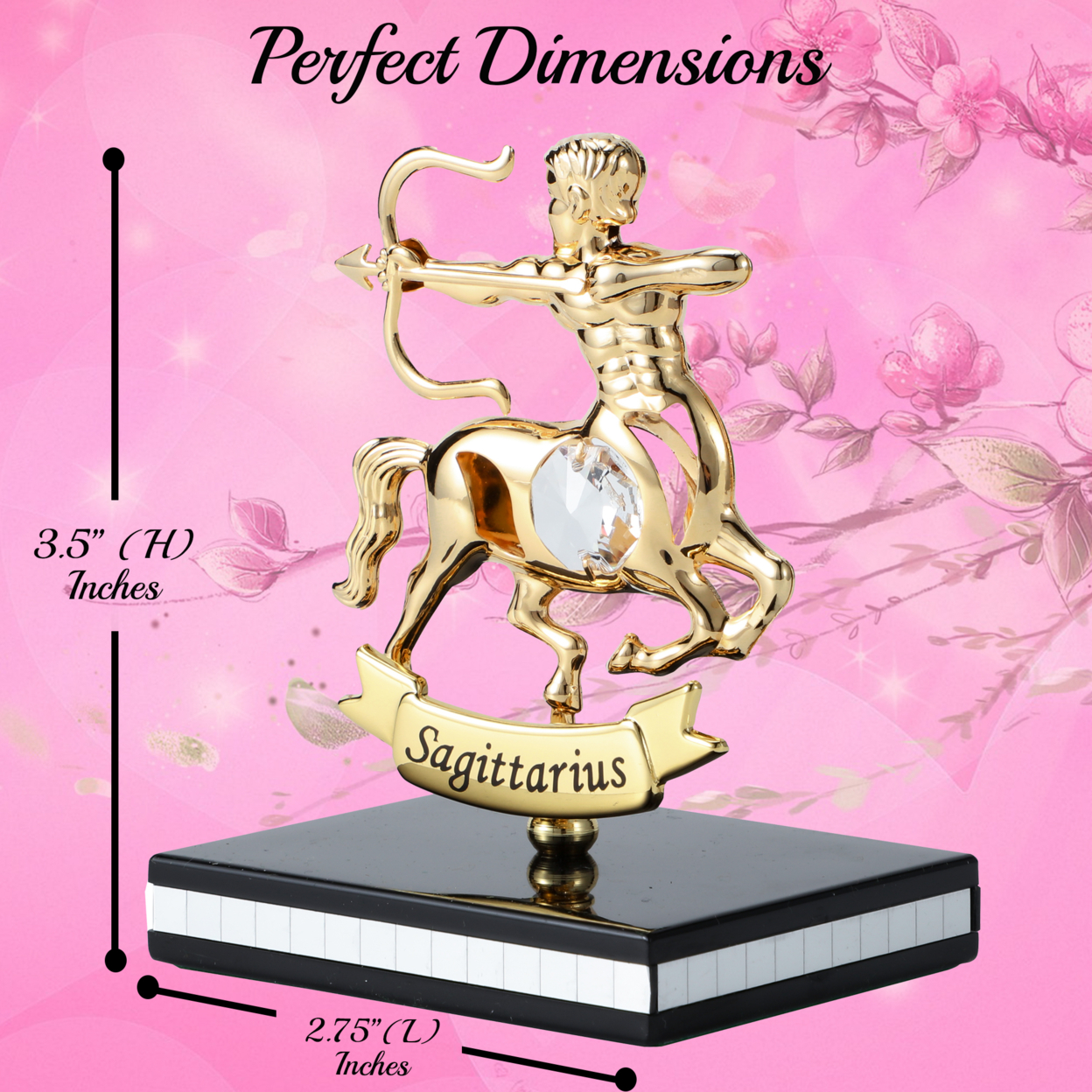 Matashi 24K Gold Plated Zodiac Astrological Sign Sagittarius Figurine Statuette On Stand Studded W/ Crystal Gift For Mom Girlfriend Wife Dad