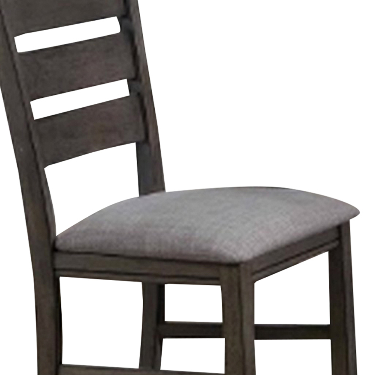Ladder Back Fabric Padded Side Chair, Set Of 2, Gray- Saltoro Sherpi