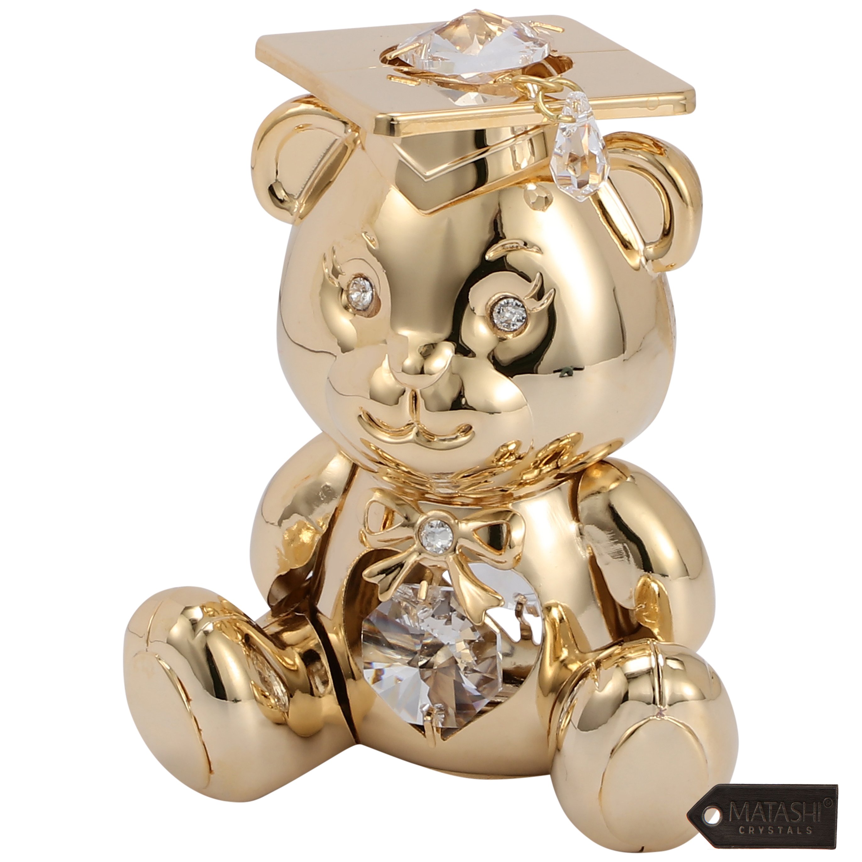Matashi 24K Gold Plated Graduation Bear With Matashi Crystals, Gift For Any Occasion