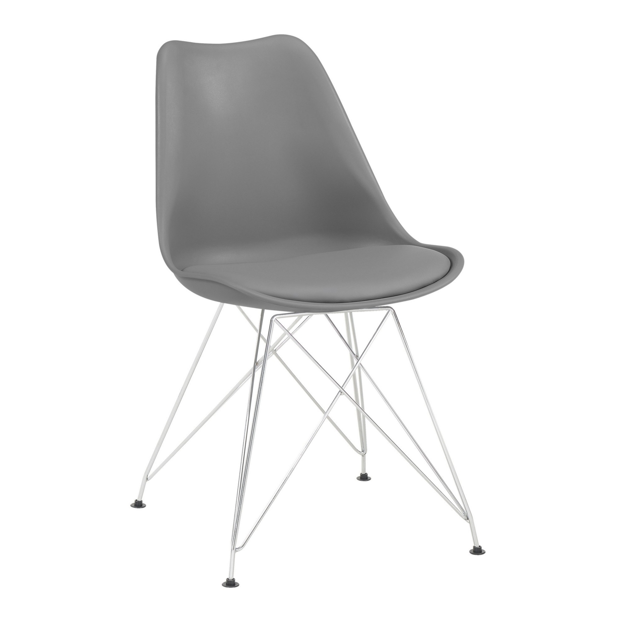 Fabric Dining Chair With Interconnected Metal Legs, Set Of 2,Gray And Chrome- Saltoro Sherpi