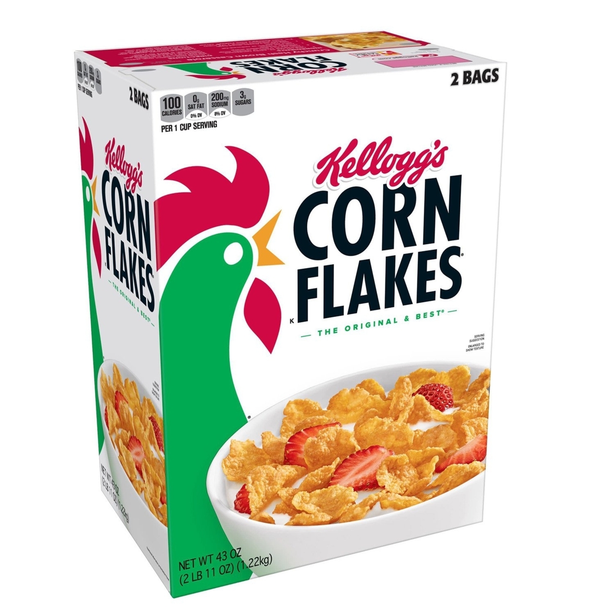 Kellogg's Corn Flakes Cereal 43.0 Total Ounce Two Bag Value Box