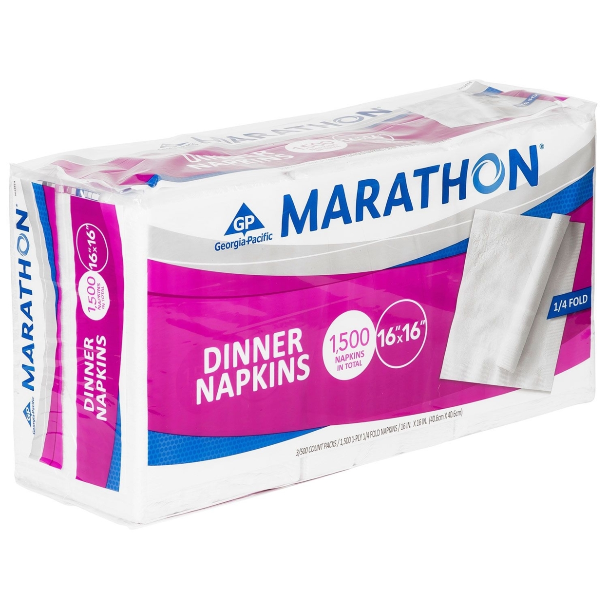 Marathon - Embossed Dinner Napkins, 1/4 Fold - 1,500 Napkins