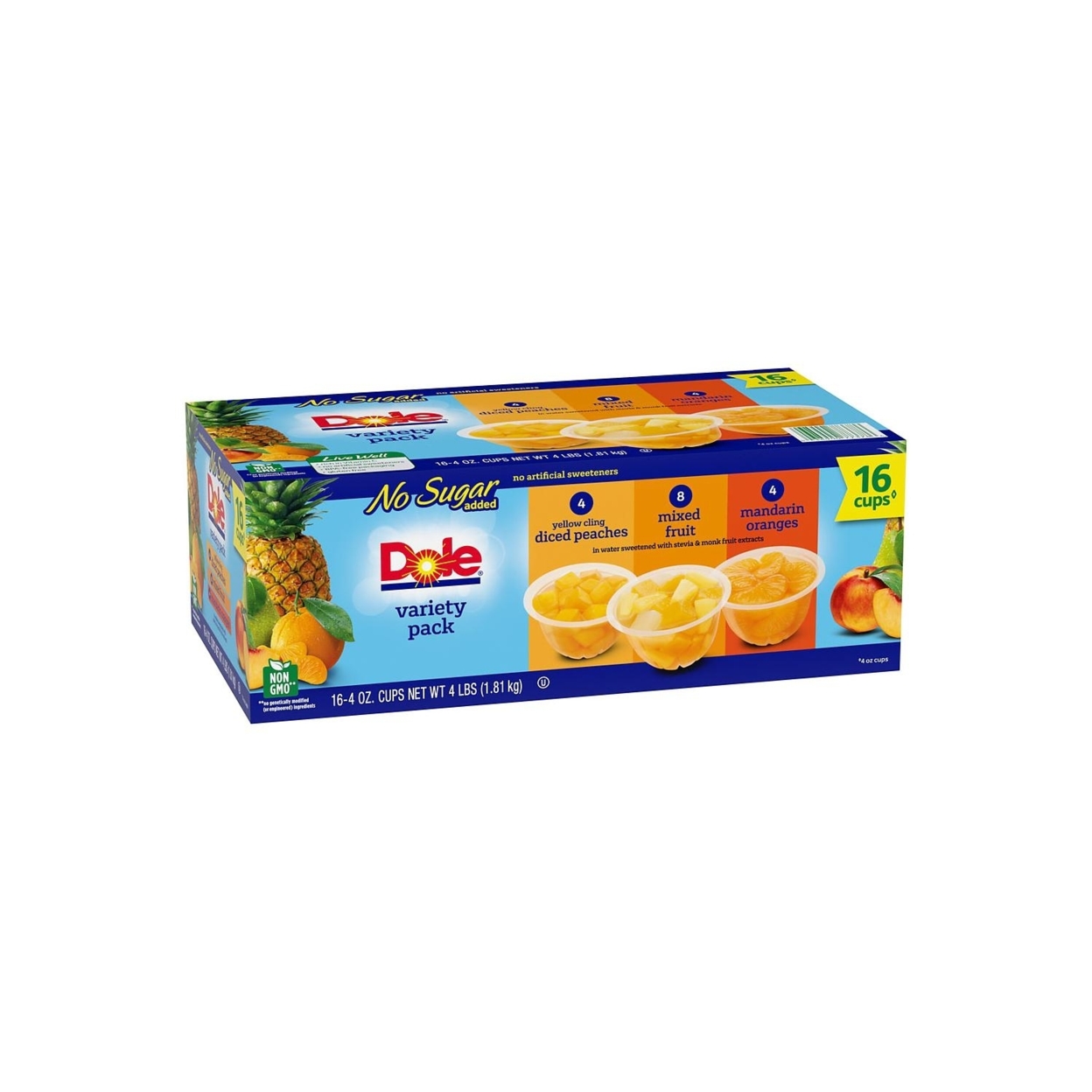 Dole No Sugar Added Mixed Fruit Variety Pack, 4 Ounce (16 Pack)