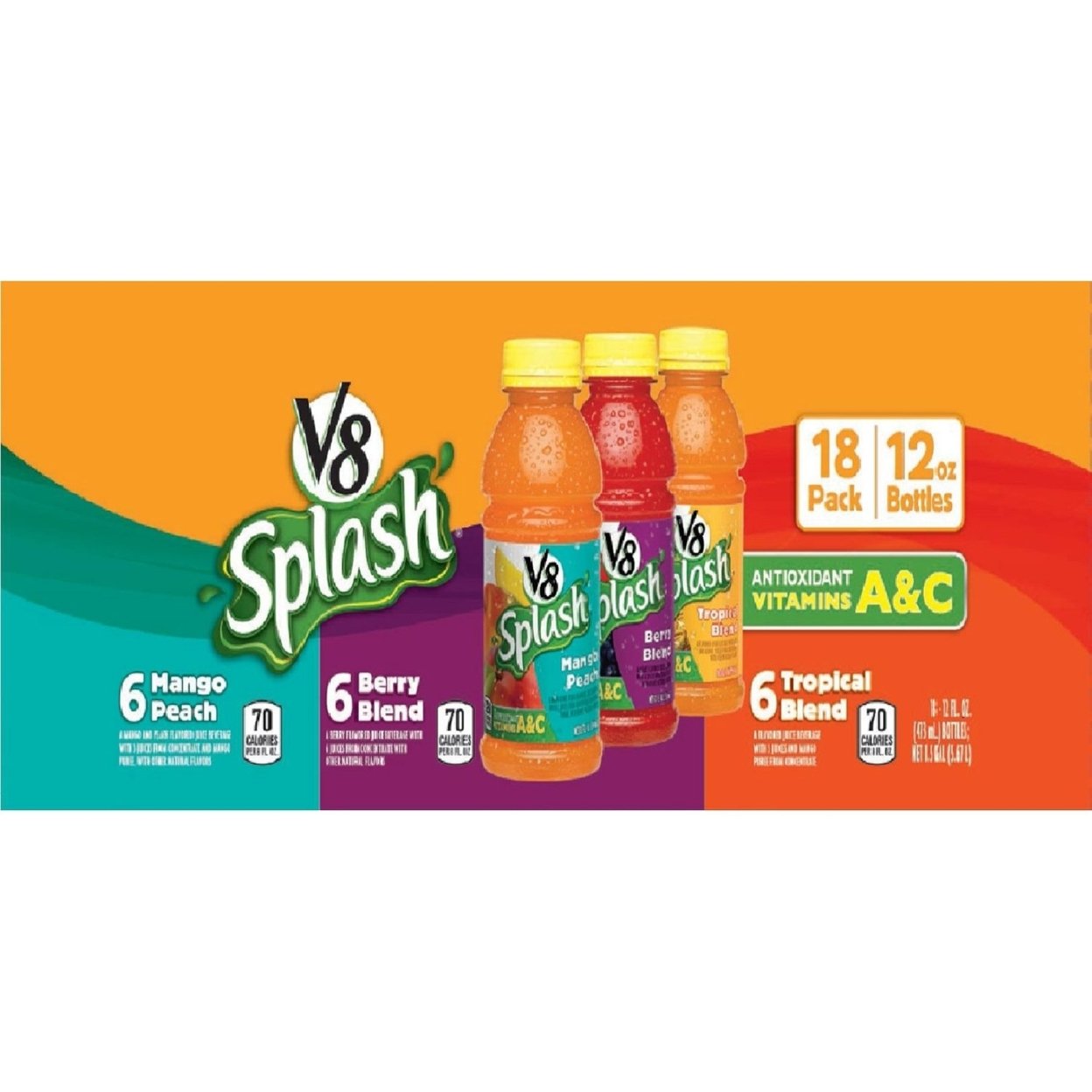 V8 Splash Variety Pack 12 Ounce Bottle (Pack Of 18)