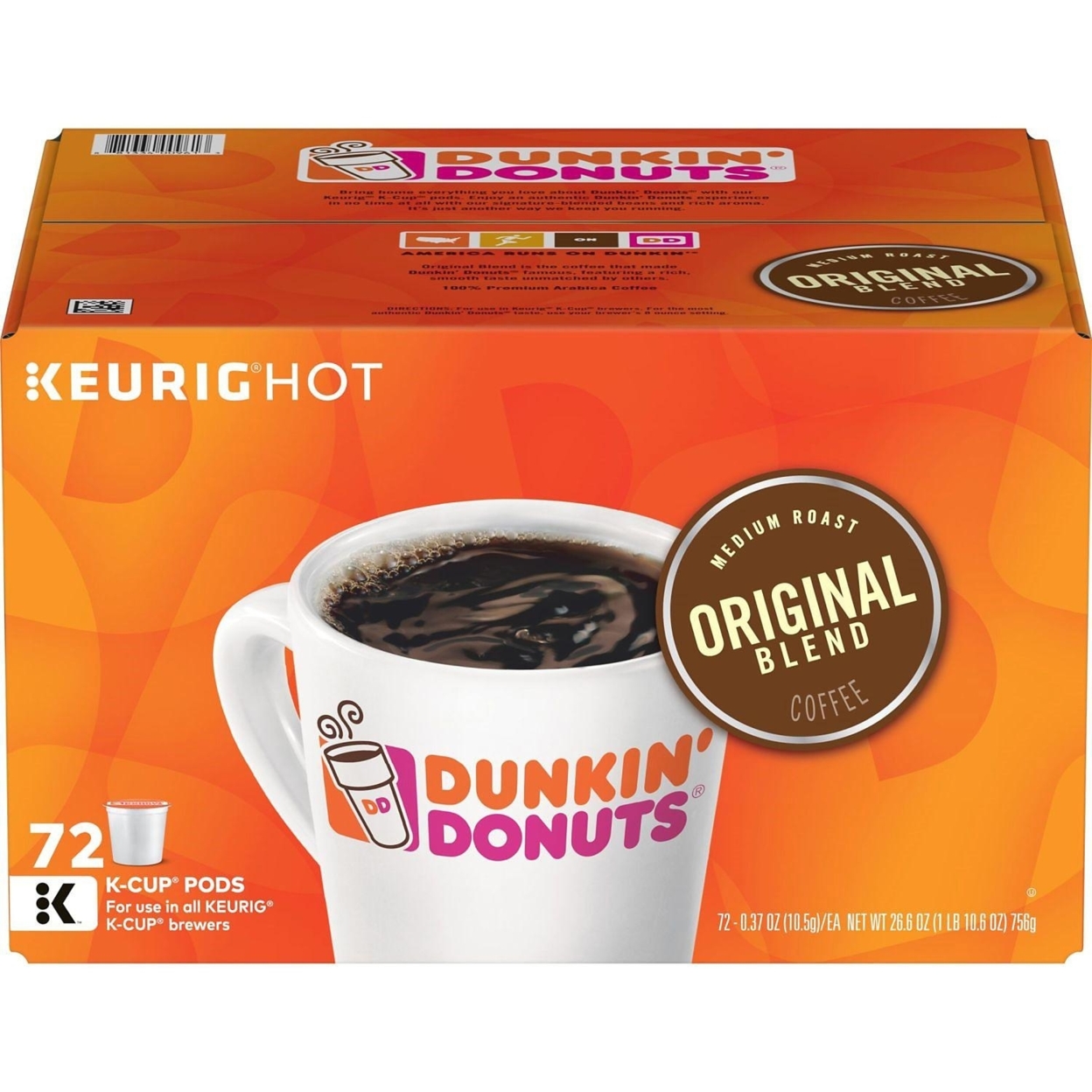 Dunkin' Donuts Original Blend K-Cups (72 Count)
