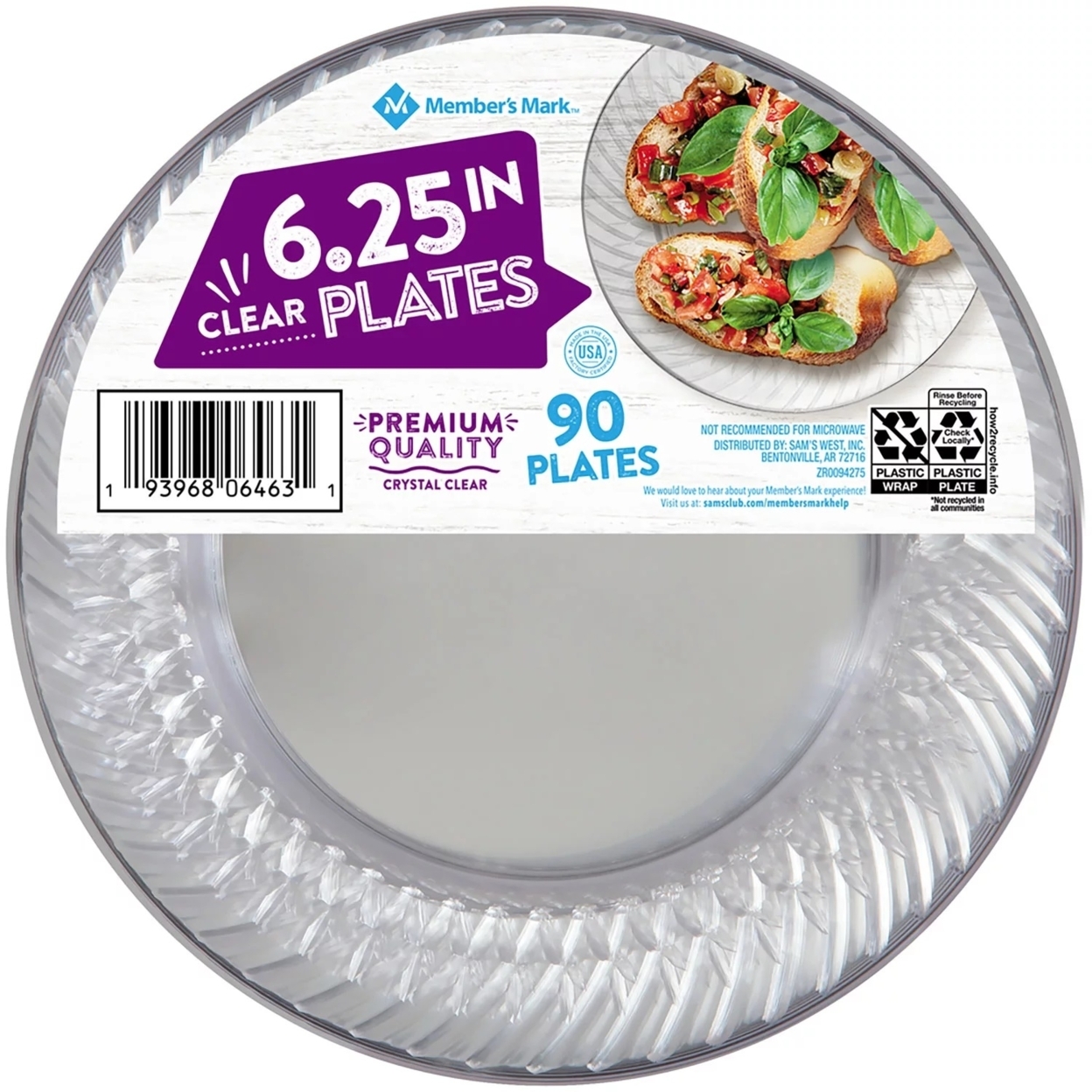 Member's Mark Clear Plastic Plates, 6.25 (90 Count)
