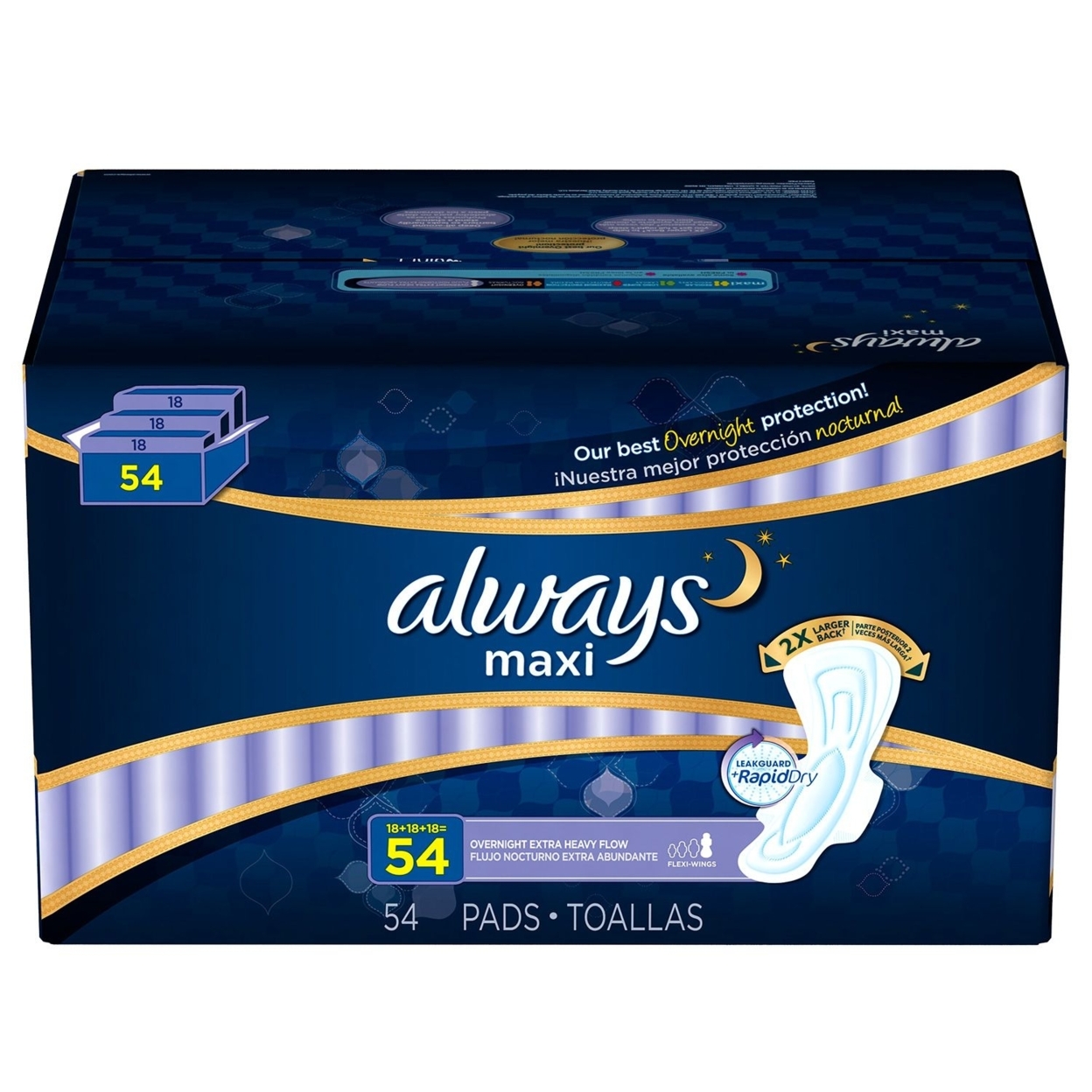 Always Maxi Overnight - Extra Heavy - 54 Count