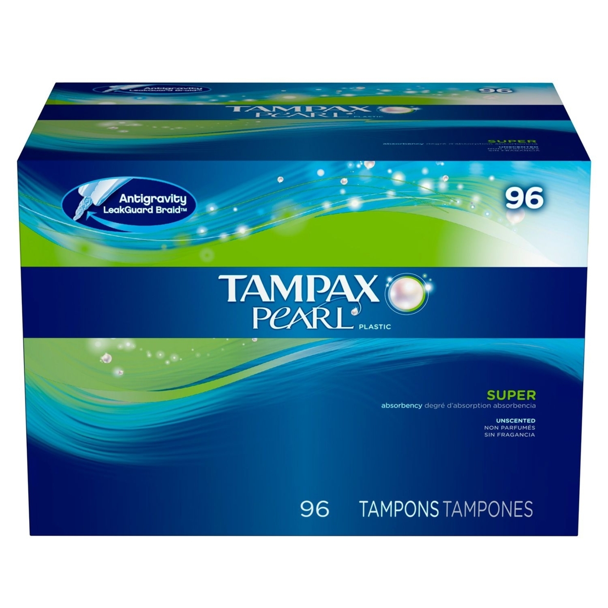 Tampax Pearl Unscented Tampons, Super (96 Count)
