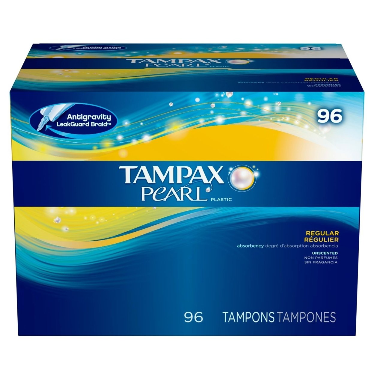 Tampax Pearl Unscented Tampons, Regular (96 Count)
