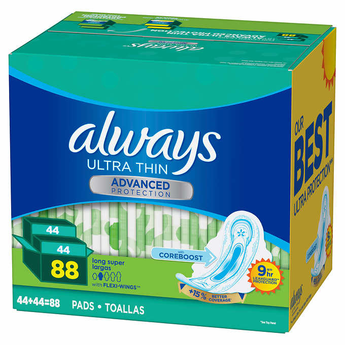 Always Ultra Thin Advanced Long Pads, 88 Count