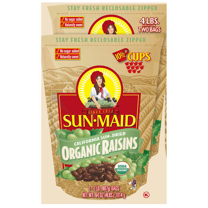 Sun-Maid Organic California Sun-Dried Raisins, 2 Pounds (2 Count)