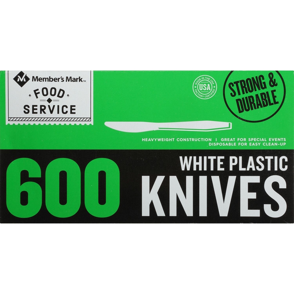 Member's Mark Plastic Knives, Heavyweight, White (600 Count)