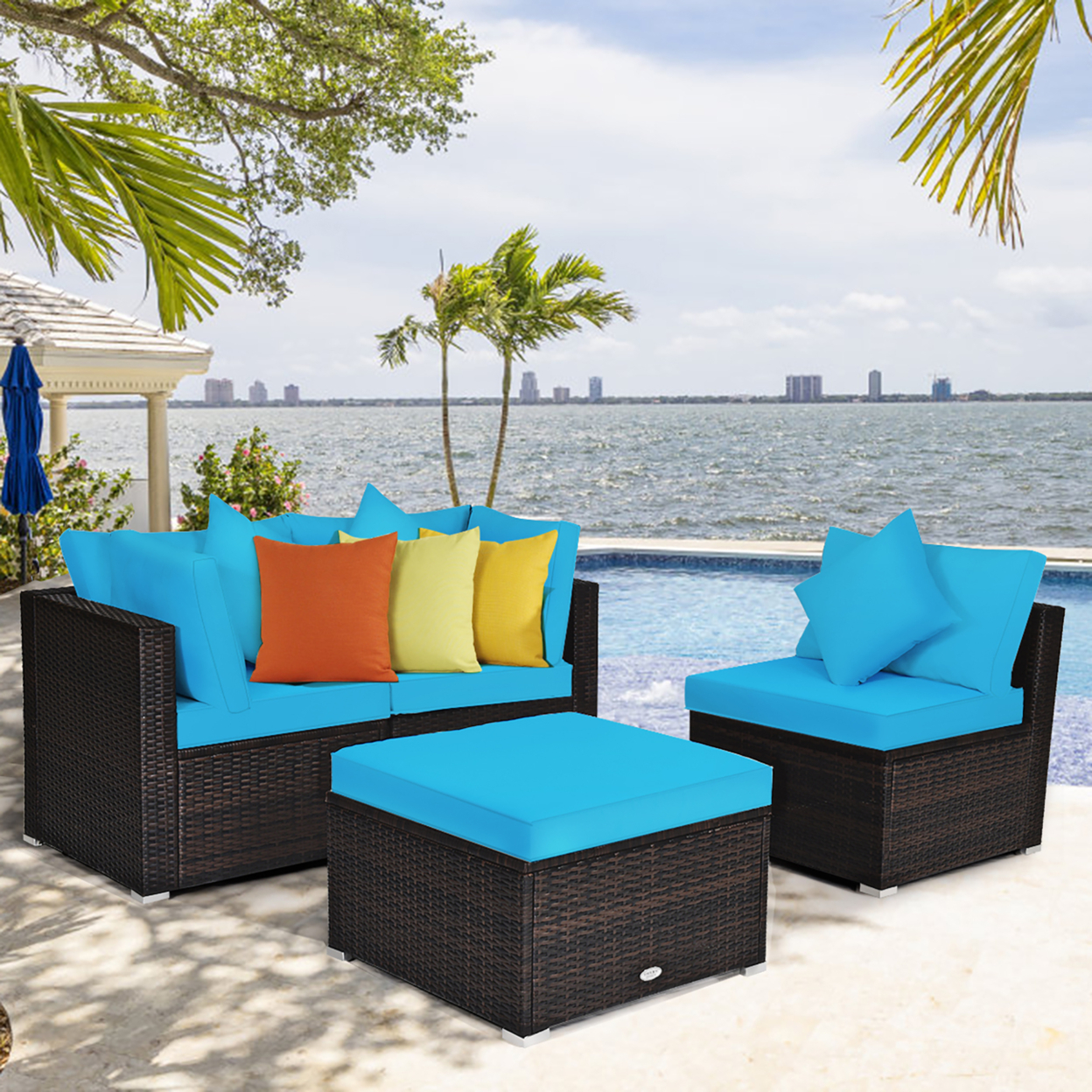 costway 4pcs patio rattan wicker