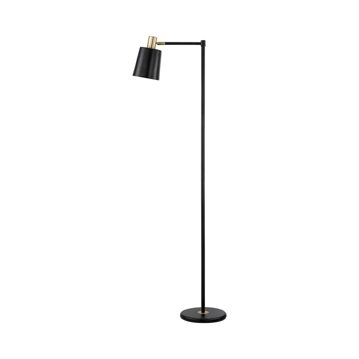 Tubular Metal Floor Lamp With Horn Style Shade, Black- Saltoro Sherpi