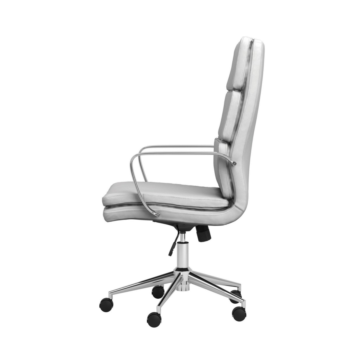 43 Inch Leatherette Office Chair With 5 Star Base, White- Saltoro Sherpi
