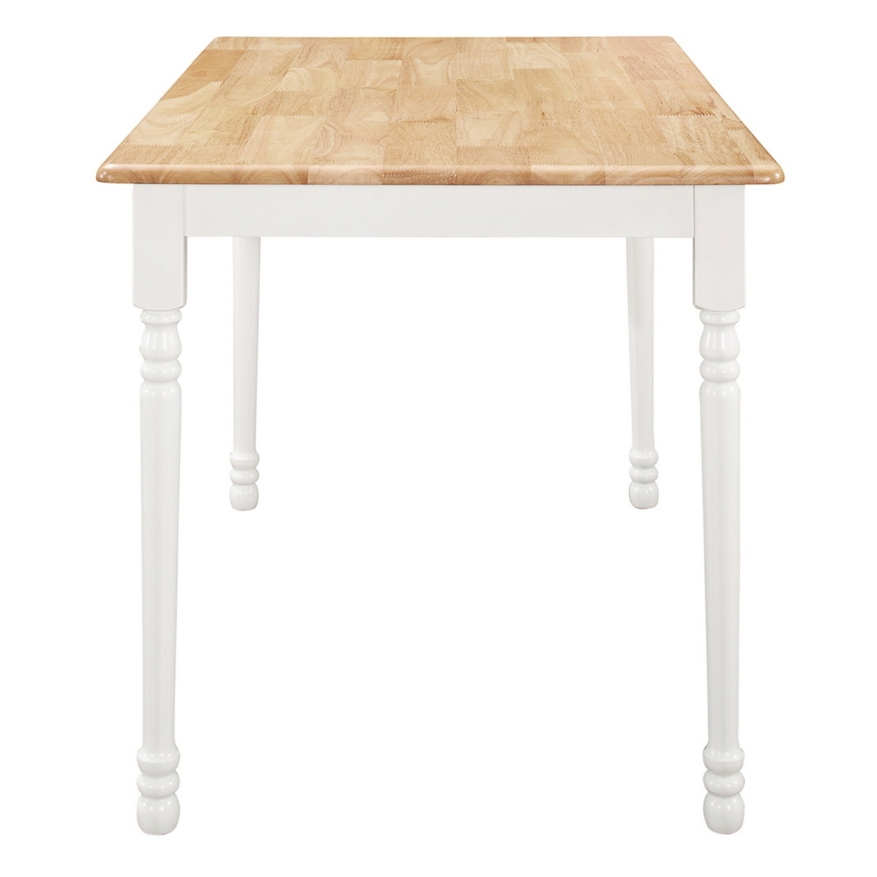 Cottage Style Dining Table With Turned Legs, Natural Brown And White- Saltoro Sherpi