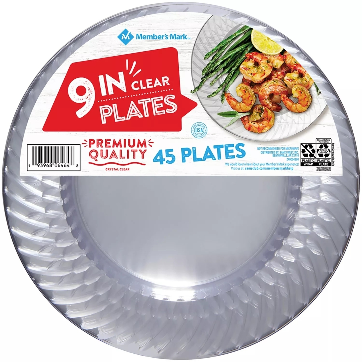 Member's Mark Clear Plastic Plates, 9 (45 Count)