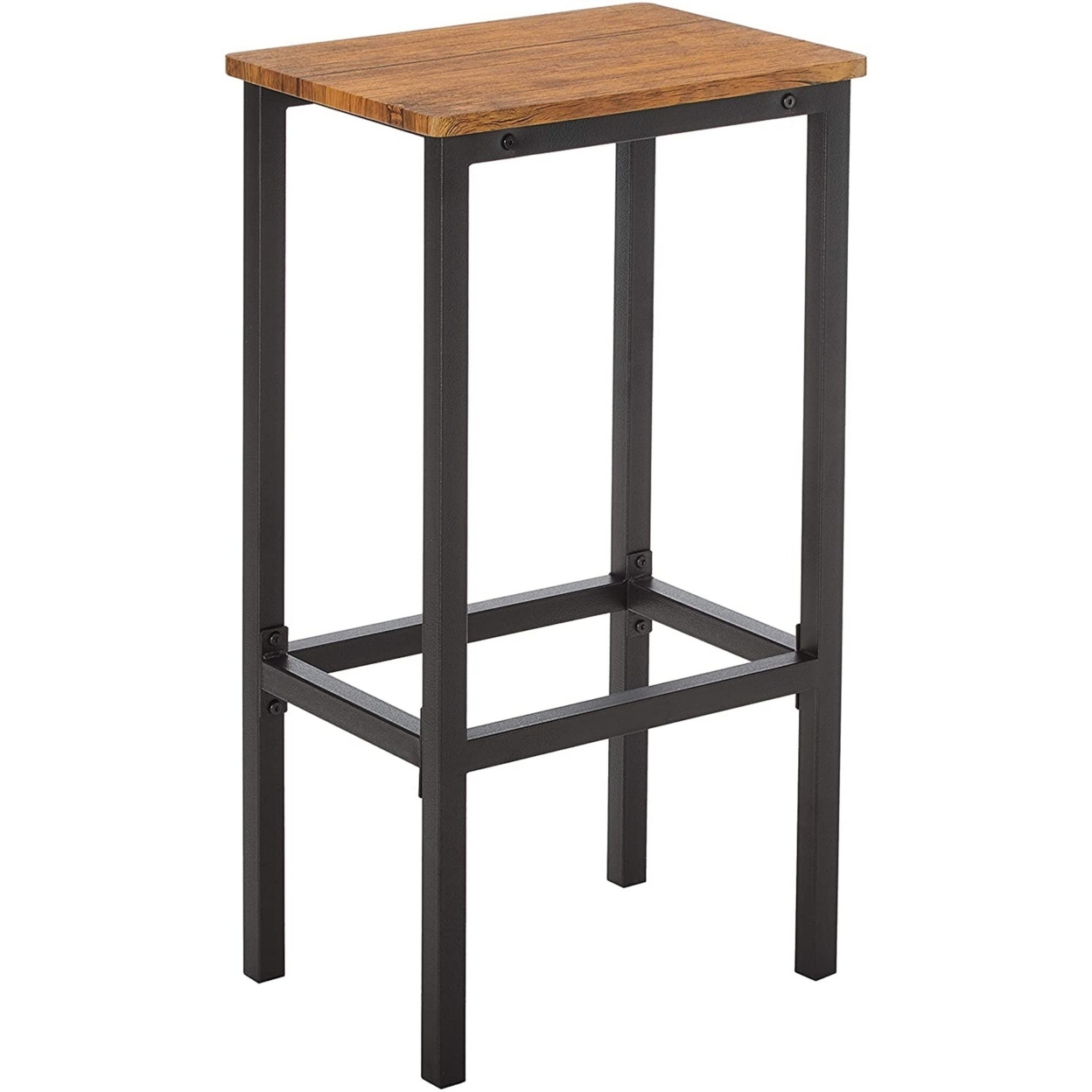 5 Piece Wooden Bar Table And Bar Stools With Metal Legs, Brown And Black- Saltoro Sherpi