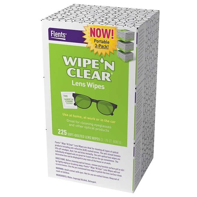 Flent's Wipe 'n Clear Lens Wipe, 225 Soft-Quilted Lens Wipes