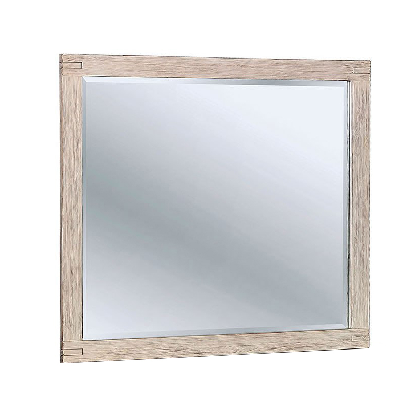 44 Inch Rectangular Rustic Wooden Frame Mirror, Brushed White- Saltoro Sherpi
