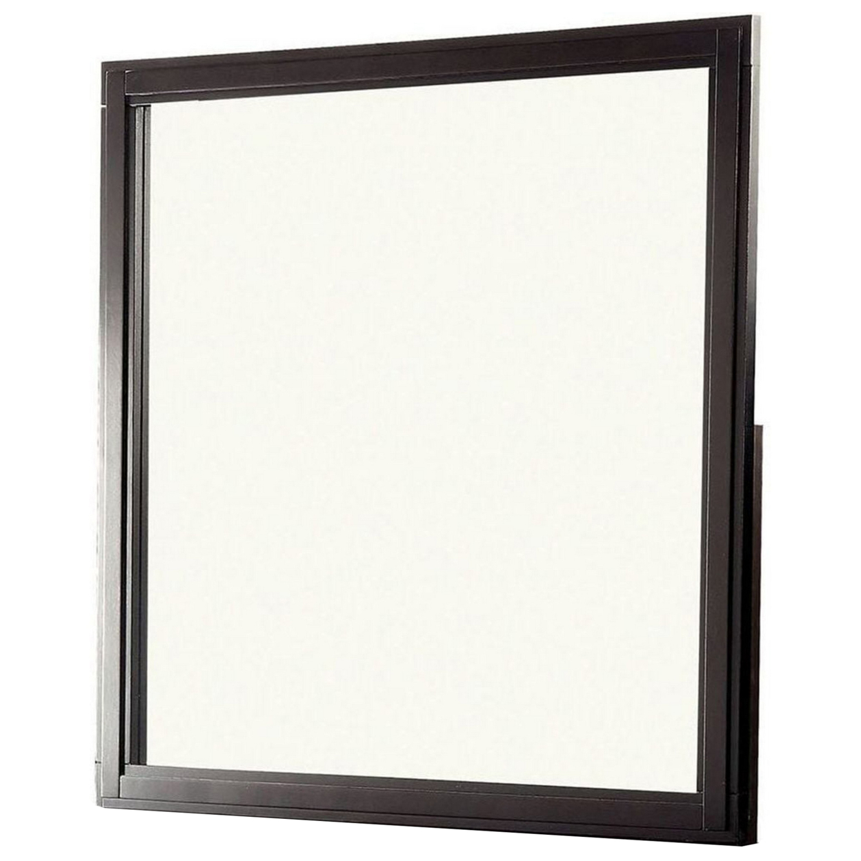 38 Transitional Style Square Wooden Frame Mirror, Espresso- Saltoro Sherpi