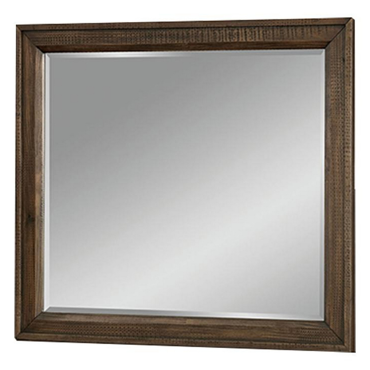 42 Inch Rectangular Wooden Frame Transitional Mirror, Brown- Saltoro Sherpi