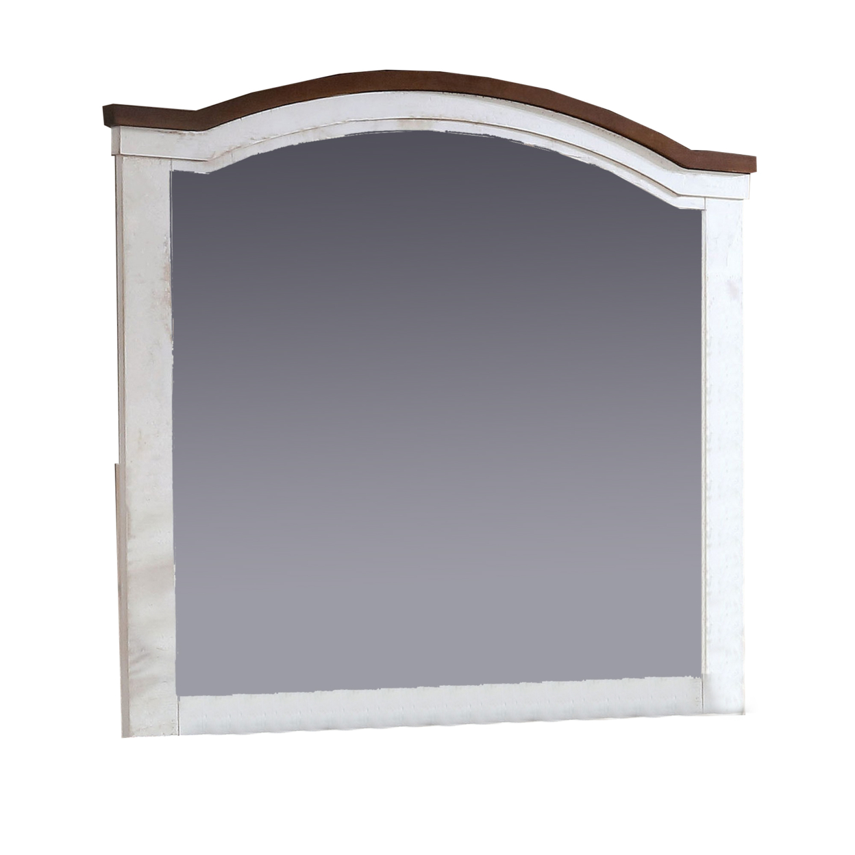 39 Inch Wooden Frame Mirror With Arched Top, White- Saltoro Sherpi